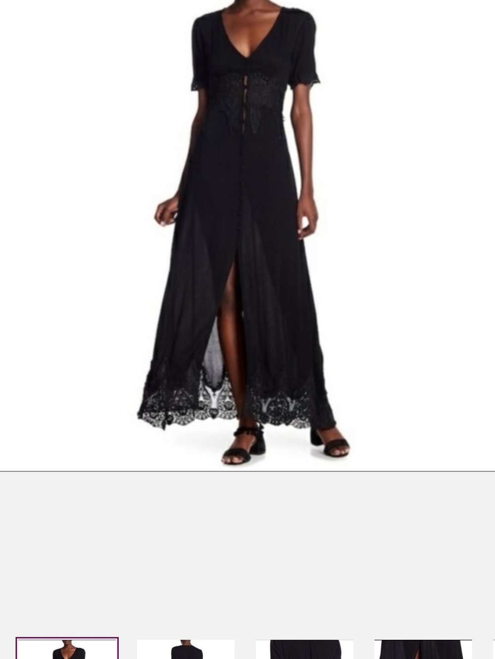 Black Crochet-Trim Maxi Dress
